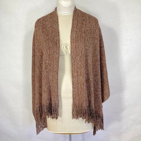 Soft Brown And Silver Metallic Reversible Animal Print Scarf Mob Wife Bold - Picture 1 of 7